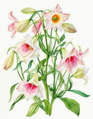 Obraz premium Vibrant Flower Bouquet with Pink and White Lilies