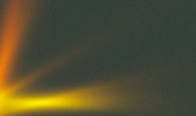 Abstract yellow orange color wave on black background, grainy noisy banner backdrop design