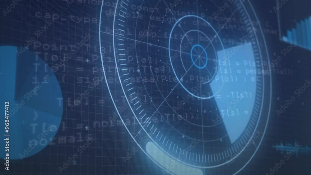 Poster animation of digital data processing over scope scanning