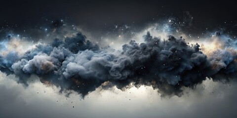 Abstract artwork featuring black grit with wispy milky mini clouds , black, grit, abstract, artwork, wispy, milky, clouds