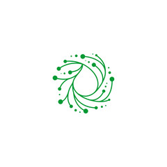 green digital roots modern logo design template