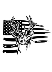 US Buck | Hunter Dad | US Flag | Wildlife | Antelope | Buck Hunting | Outdoor Hunting | Patriotic Deer Animal | Original Illustration | Vector and Clipart | Cutfile and Stencil