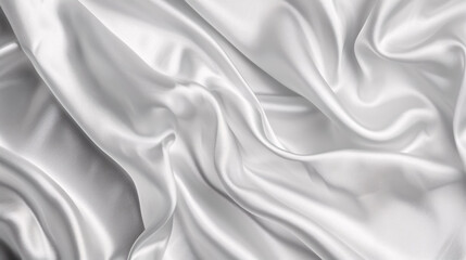 Obraz premium White-gray satin texture that is white silver fabric silk panorama background with a beautiful soft blur pattern.