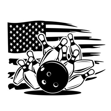 recommend clip art: US Bowling | Bowling Game | Sports Game | Recreational Activity | Bowler Dad | Pin Bowling | Bowling Ball | Distressed US Flag | Original Illustration | Vector and Clipart | Cutfile and Stencil