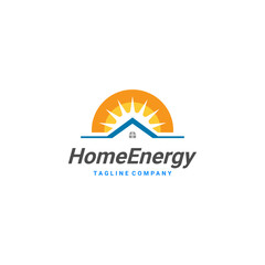 Solar energy home logo design. Solar panel vector illustration.
