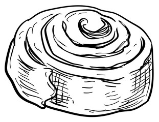 cinnamon roll cake handdrawn illustration