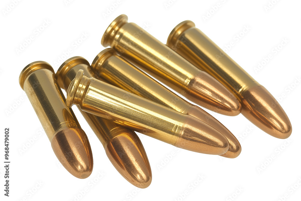 Wall mural bullet ammunition weapon , cut out, png, isolated on white background, full depth of field