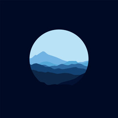 Nature landscape illustration in circle shape.