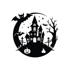 Halloween Decorations vector, silhouette logo design black and white 