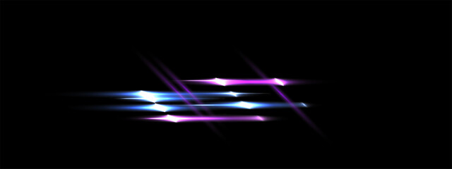 Purple blue sparkling Parallel lines, Neon laser beam. Vector speed light ray, Glowing explosions of Flash light. Futuristic design elements, eps isolated on transparent background. 