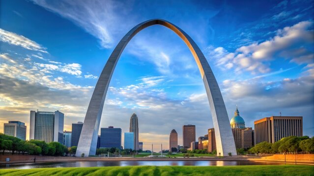 Iconic stainless steel arch spanning over 600 feet in height, symbolizing the gateway to the west, St Louis