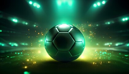 Fototapeta premium soccer ball, Football abstract background with lights,Emerald Glimmers , football on the background