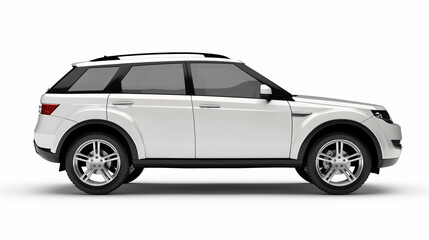 Obraz premium White SUV car isolated on a white background with clipping path. Side view.