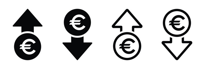 Cost reduction. Euro decrease flat vector icon designs set © Nkrumah