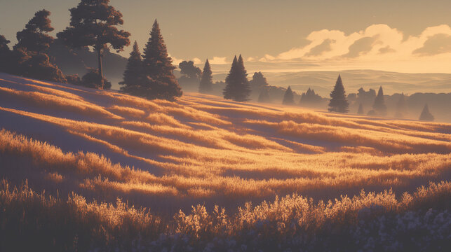 sunrise in the mountain fiels