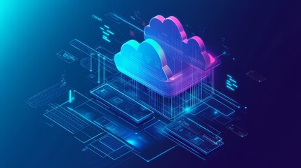 Cloud Computing  Digital Technology  Network  Data Storage  Abstract Background