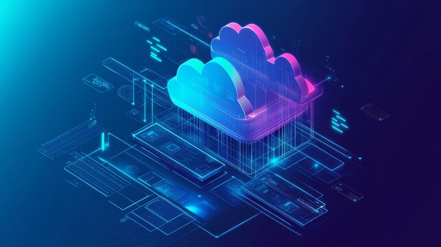 Cloud Computing  Digital Technology  Network  Data Storage  Abstract Background
