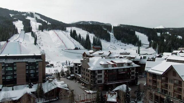 Aerial of Copper Mountain Ski Resort Village, Colorado Mountains 5
