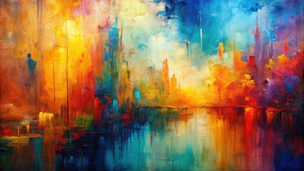 Naklejka premium Abstract oil painting with unique textures and vibrant colors on canvas, abstract, oil painting, texture, canvas