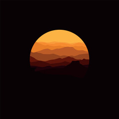 Obraz premium Nature landscape illustration in circle shape.