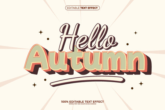 Hello Autumn, Editable text Effect Vintage Retro Style