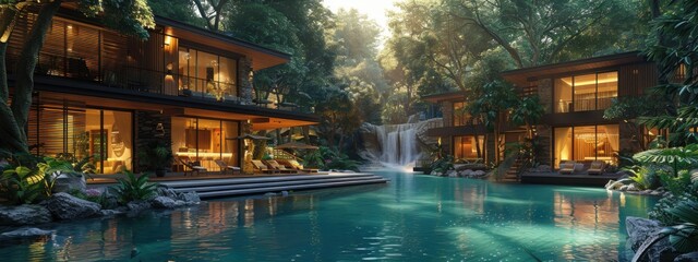 Mandala Bay Resort Modernity: A luxurious resort contrasting with the natural surroundings.