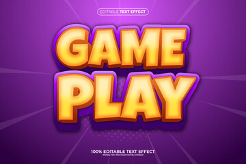 Game Play Editable Text Effect. Orange and purple violet colour. 
