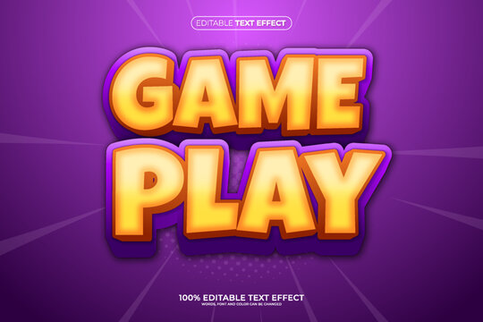 Game Play Editable Text Effect. Orange and purple violet colour. 