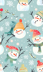 New Year's and Christmas festival seamless pattern in a 2D doodle illustrator style on pastel color backgrounds for graphic advertising.