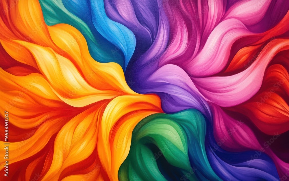 Poster vibrant abstract artwork featuring swirling colors in waves, creating a dynamic and energetic artist