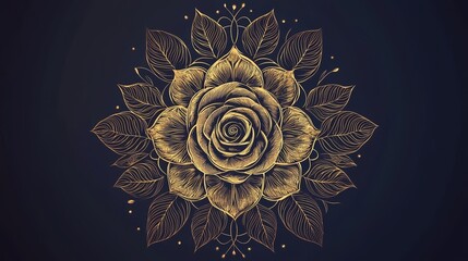 Elegant gold rose illustration on a dark background, perfect for decorative and artistic applications.