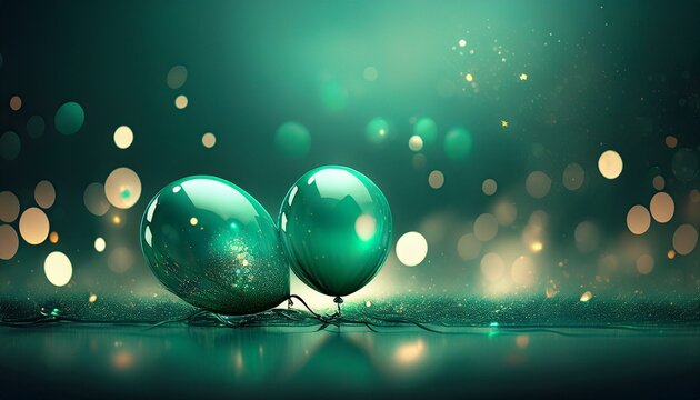 Green Balloon abstract background with lights,Emerald Glimmers, green bool