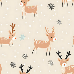 New Year's and Christmas festival seamless pattern in a 2D doodle illustrator style on pastel color backgrounds for graphic advertising.