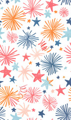 New Year's and Christmas festival seamless pattern in a 2D doodle illustrator style on pastel color backgrounds for graphic advertising.