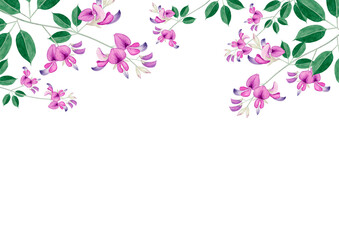 萩 秋の花　背景 フレーム　水彩 イラスト