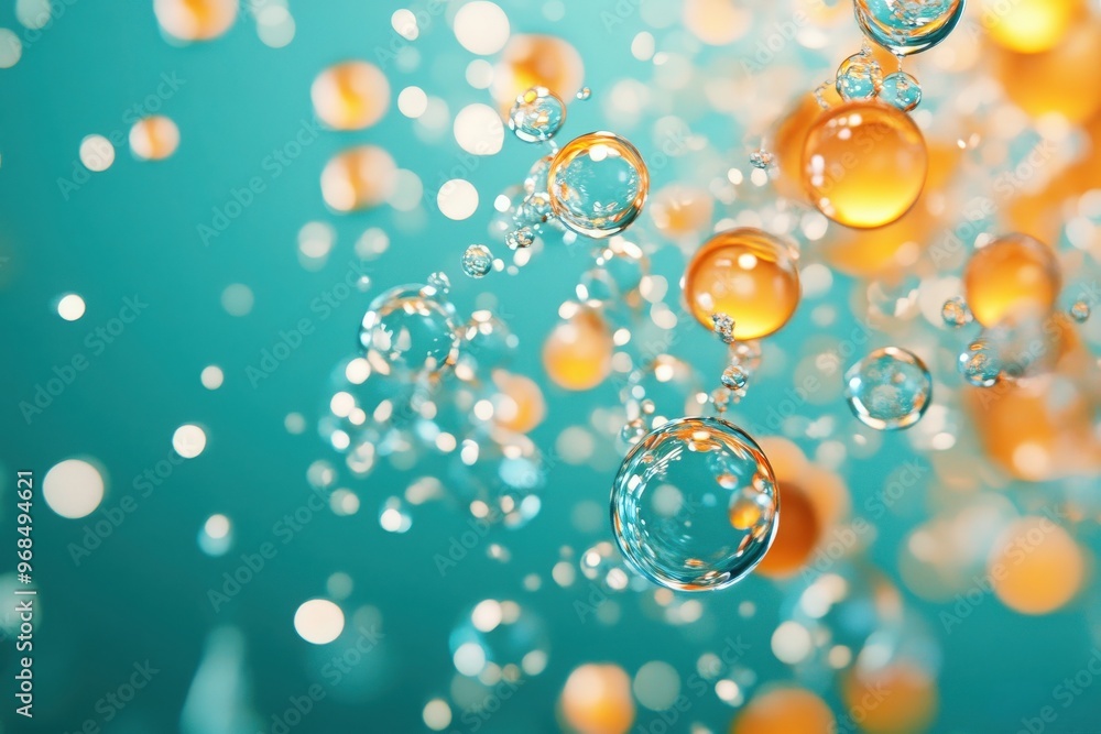 Poster colorful bubbles float in vibrant water, creating a mesmerizing abstract background perfect for arti