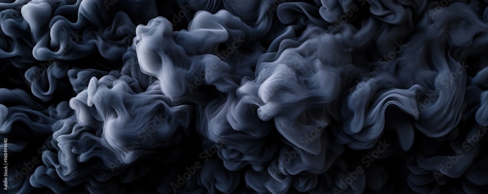 Poster dark fluid smoke swirls in abstract patterns, creating a dramatic and textured background for variou