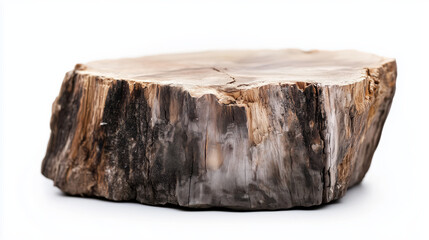 Detailed oak tree stump with natural textures and weathered wood,