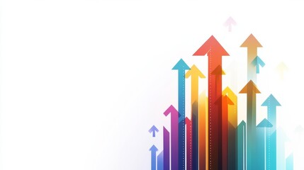Futuristic Business Growth Chart with Upward Arrows in 2025