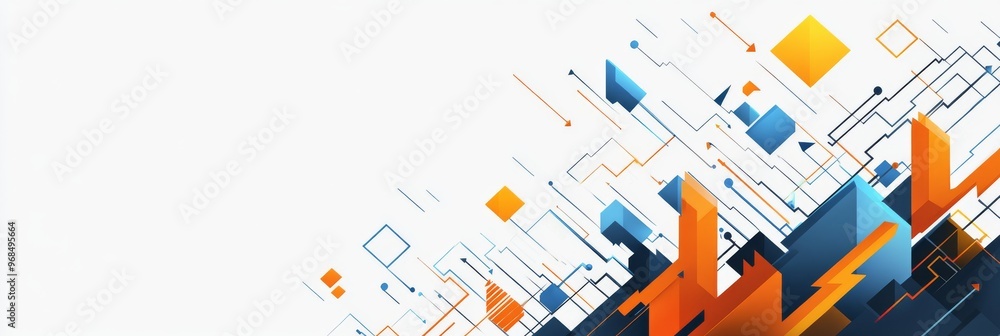 Poster modern abstract business growth concept with data trends and arrows on white background. copy space 
