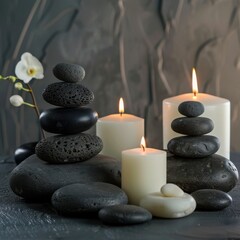 Zen Stone and Candle Arrangement