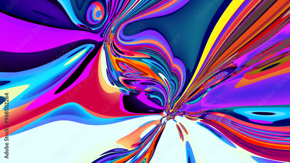 Poster abstract psychedelic colorful fluid and liquid fractal background