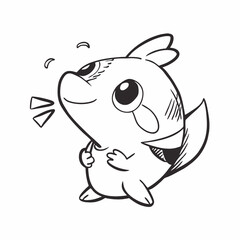 Obraz premium fishcartoon, animal, vector, illustration, fish, art, funny, mammal, cat, drawing, character, elephant, fun, sea, cute, kitten, dog, design, smile, pet, monster, baby, wildlife, water, child