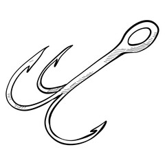 fishing hook handdrawn illustration