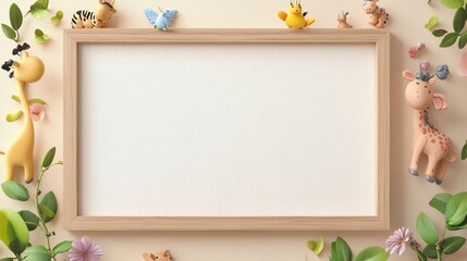 A blank wooden frame with a canvas texture