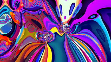 Abstract psychedelic colorful fluid and liquid fractal background 