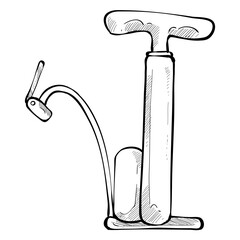 bicycle tire pump handdrawn illustration