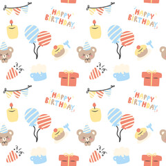 Seamless pattern with cute birthday