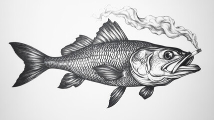 Obraz premium Smoking Fish Illustration.