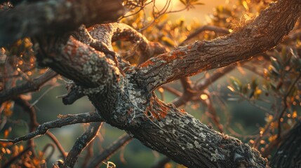 Branch covered in oil stains